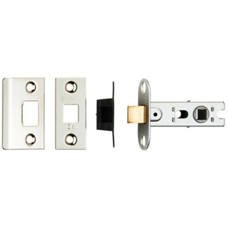 Image of Loops 64mm Tubular Mortice Door Latch Bolt Through Square Forends Nickel Plated Metallics unisex