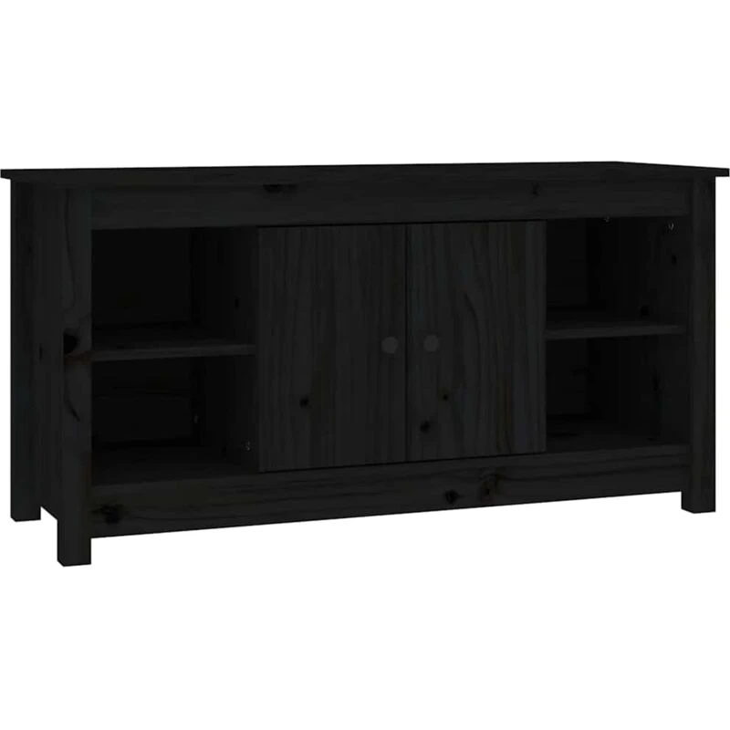Image of vidaXL TV Cabinet Black 103x36,5x52cm Solid Wood Pine, Black 814578