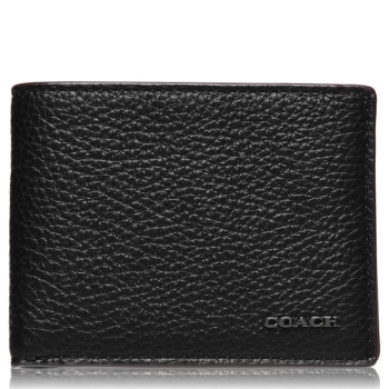 Image of Coach Pebelled Leather Bifold Wallet - Black
