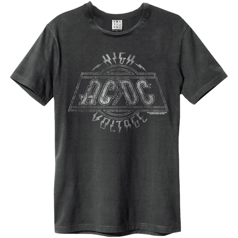 Image of Amplified Amplified Men High Voltage 1975 Australia AC DC T-Shirt in Charcoal Size: Small Charcoal S Male 5063470044795