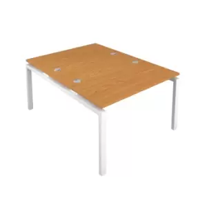 Image of Telescopic Sliding 2 Person Nova Oak Bench with Cable Port - 1200 X 800 - White Frame