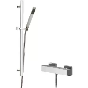 Sanford Square Thermostatic Bar Shower Valve with Sheer Slider Rail Kit - Chrome - Hudson Reed