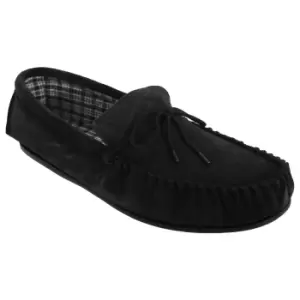 image of Mokkers Mens Bruce Real Suede Moccasin Slippers (11 UK) (Black)