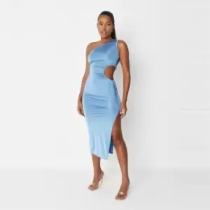 Missguided One Shoulder Cut Out Midax Dress Slinky - Blue