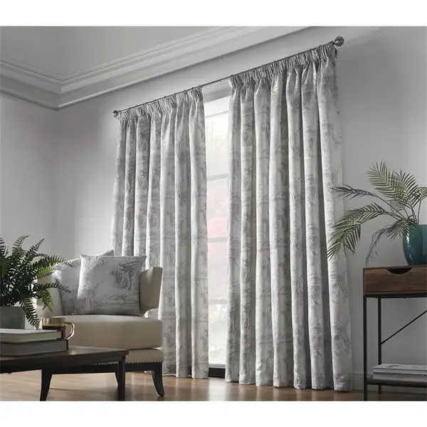 Image of Other Fiji Multi Yarn Fully Lined Pencil Pleat Curtains - Silver 66x72 Inch