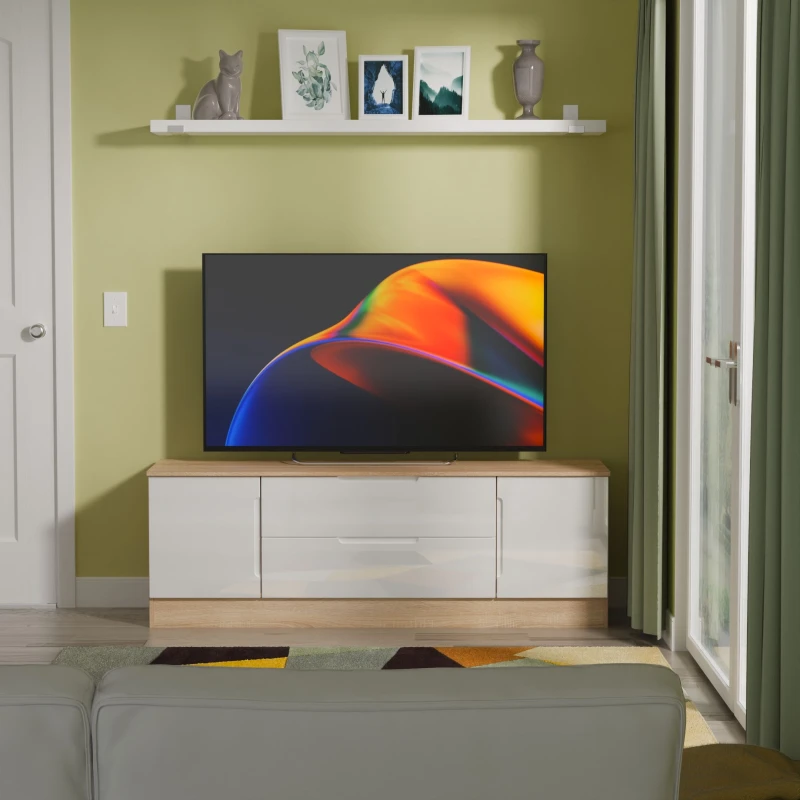 Image of Welcome Furniture Welcome Furniutre Milan 2 Door 2 Drawer Superwide TV Unit - Ready Assembled MIL211WGBO