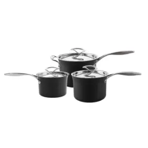 Circulon Style Hard Anodised 3 Piece Saucepan Set Black