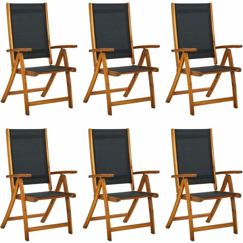 Image of VIDAXL Folding Garden Chairs 6 pcs Solid Wood Acacia and Textilene Vidaxl 8720287177944