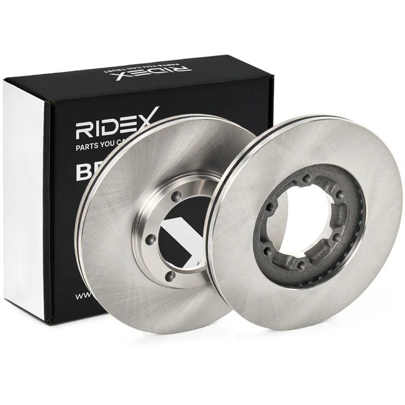 Image of RIDEX 82B0792 Brake disc Front Axle, Vented, Cast Iron, Uncoated, Untreated, without bolts/screws Cast Iron Brake Disc (82)