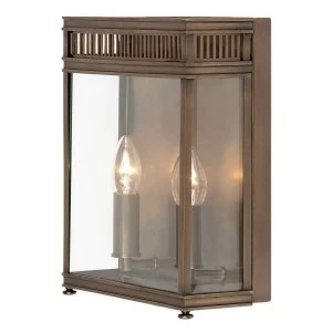 Image of 2 Light Outdoor Medium Wall Half Lantern Light Dark Bronze IP44, E14