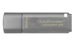 Image of DataTraveler Locker+ G3 - 128GB - USB Type-A - 3.2 Gen 1 (3.1 Gen 1) - 135 MB/s - Cap - Silver