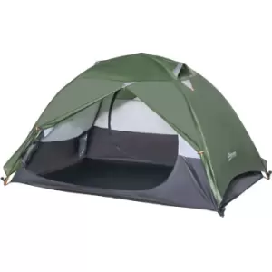 image of 2 Man Dome Camping Tent Rainfly 4 Windows Doors Double Layer Shelter - Outsunny