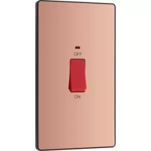 Image of BG Evolve Polished (Black Ins) 45A Rectangular Switch, Double Pole With LED Power Indicator in Copper Steel