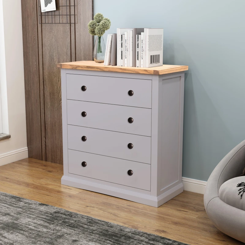 Image of Cabinet Bits Rocca 4 Drawer Chest of Drawers Brass Knob in Grey Grey Unisex