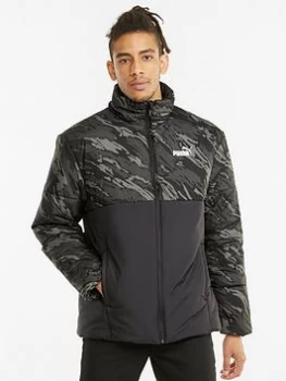 Image of Puma Ess+ Padded AOP Jacket - Black, Size L, Men