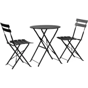 image of Harbour Housewares - 2 Seater Sussex Bistro Set - Round - Black