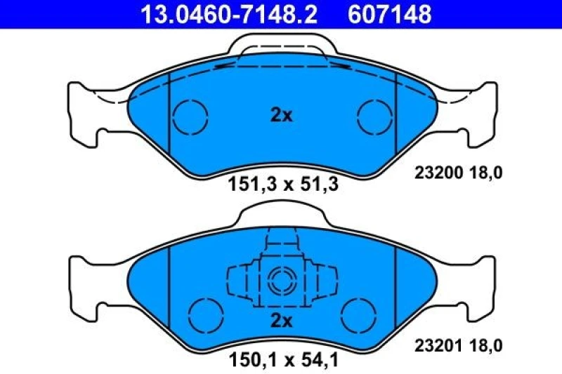 Image of ATE 13.0460-7148.2 Brake pad set excl. wear warning contact Brake Pad Set,disc brake (402)