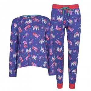 image of Chelsea Peers Space Cat Pyjama Set - Purple