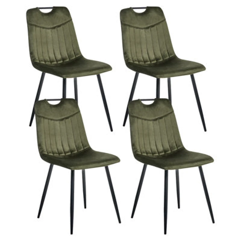 Image of Beliani Set Of 4 Dining Chairs Argyle Velvet Dark Green