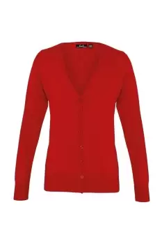 image of Button Through Long Sleeve V-neck Knitted Cardigan