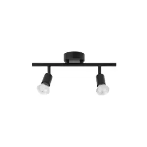 image of Fargo 2 Light Twin Ceiling Spotlight Satin Black Metal LED GU10 2x5W - Merano