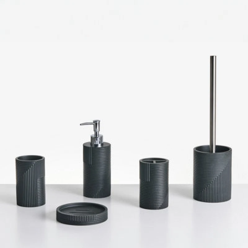Image of Beliani 5 Piece Bathroom Accessories Set Sepahua Black