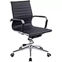 Image of Nautilus Designs Ltd. Contemporary Medium Back Bonded Leather Executive Armchair with Chrome Base Black