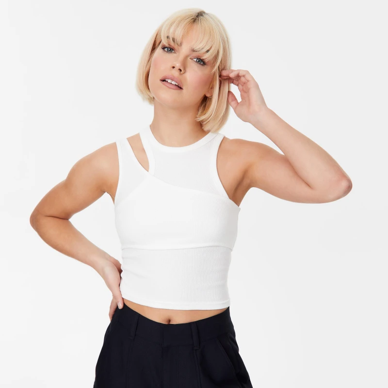 Image of Jack Wills Asymmetric Layered Tank - White White 6