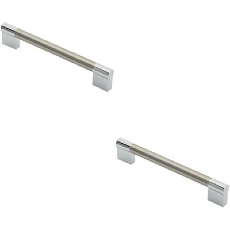 Image of Loops 2x Keyhole Bar Pull Handle 172 x 14mm 160mm Fixing Centres Satin Nickel & Chrome Metallics unisex