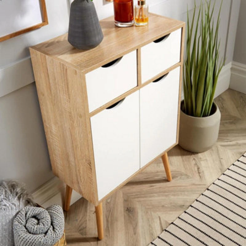 Image of Home Source Boden 2 Drawer 2 Door Cupboard Natural