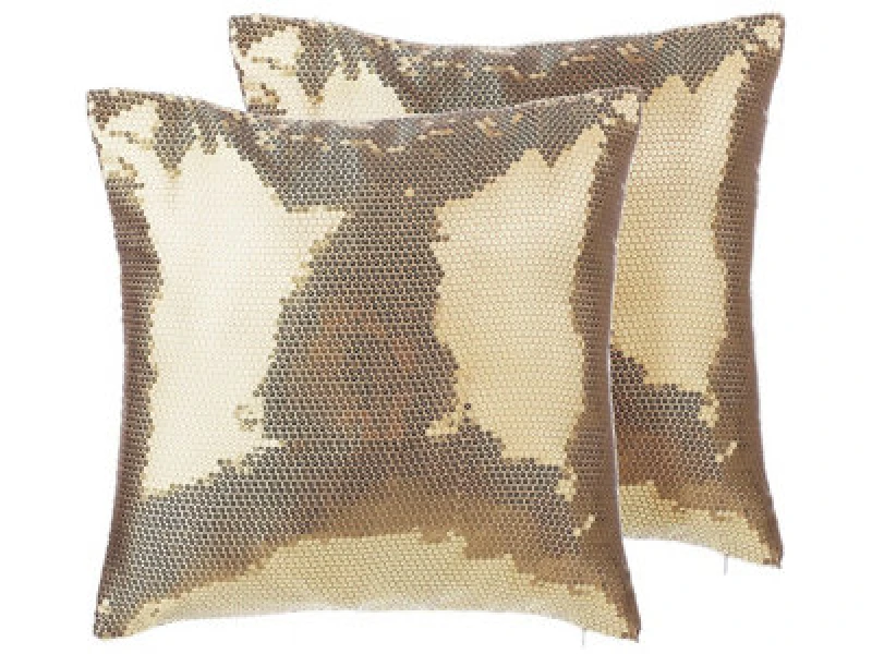 Image of Beliani Set Of 2 Decorative Cushions Aster 45 X 45cm Gold Solid