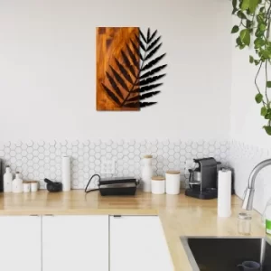 Image of Leaf 3 Walnut Black Decorative Wooden Wall Accessory