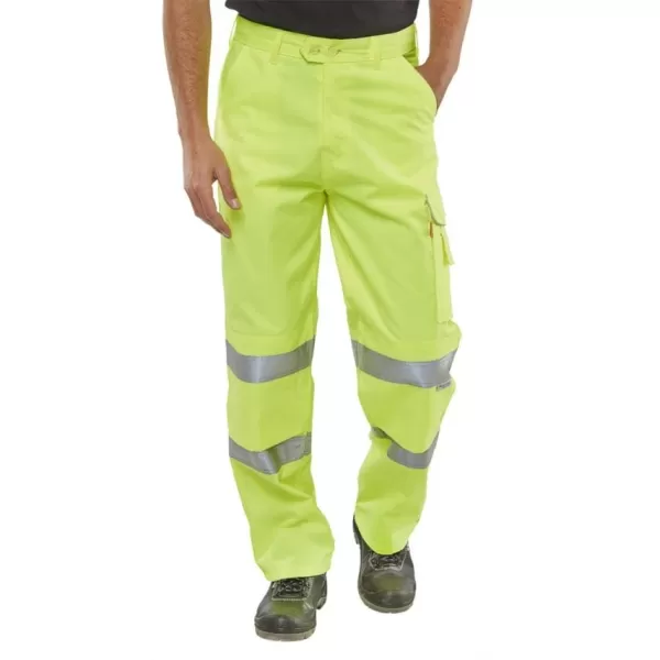 image of B SEEN Poly Cotton Trousers EN ISO 20471 Saturn Yellow 30" Tall Leg