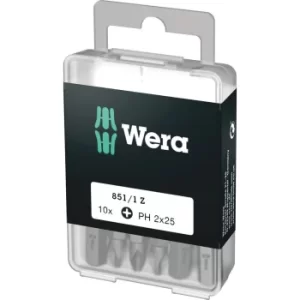 image of Wera 851/1Z SB Tough DIY Phillips Screwdriver Bits PH2 25mm Pack of 10