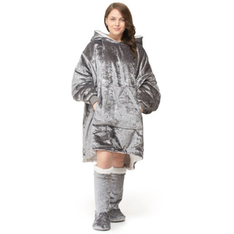Image of Velosso Crushed Velvet Oversized Hoodie Blanket One Size Fits All