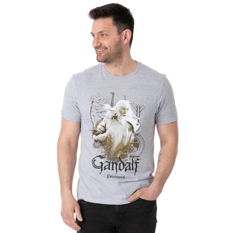Image of Lord of the Rings Lord of the Rings Men Short Sleeved T-Shirt in Grey Size: Small Grey S Male 5060977370501