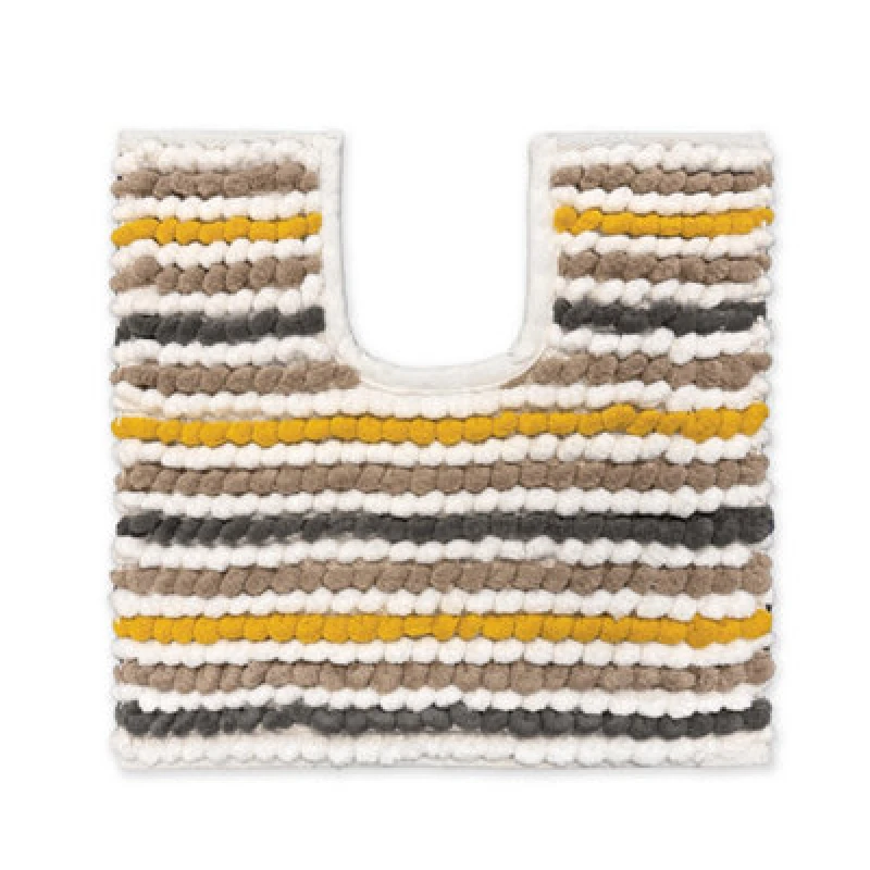 Image of Allure Bath Fashions Striped Chunky Bobble Pedestal Mat - Mustard