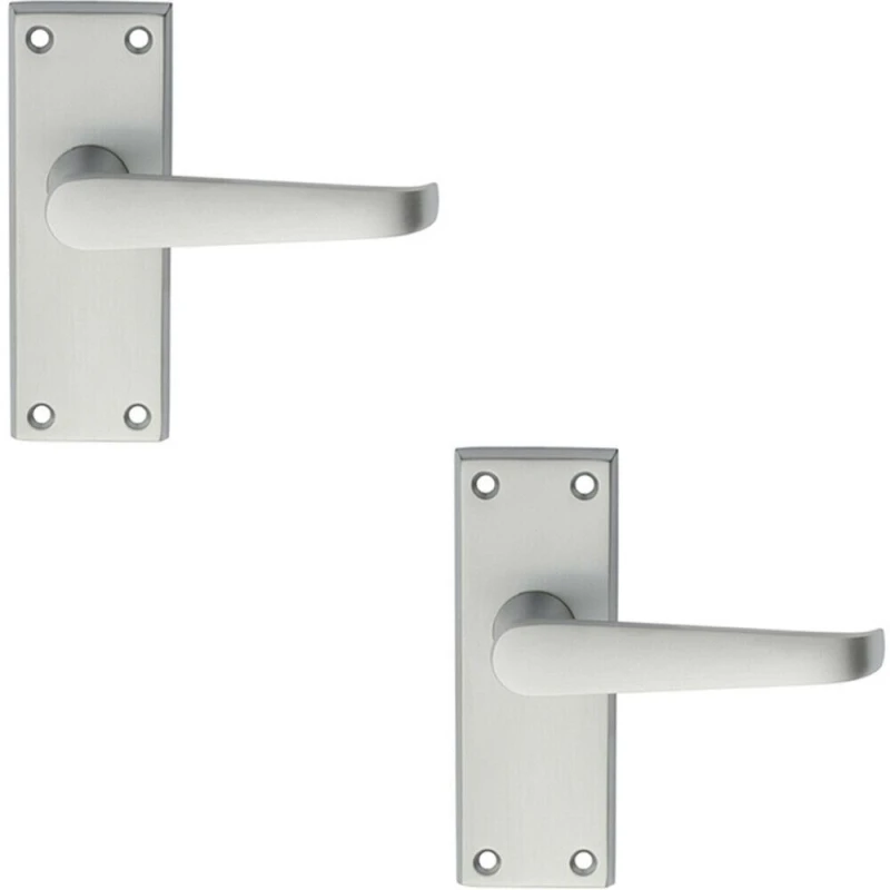 Image of Loops 2x PAIR Straight Handle on Short Latch Backplate 118 x 42mm Satin Chrome Multi