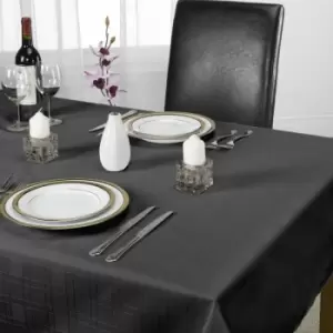 Image of Emma Barclay Chequers Tablecloth, Black, 63" Round Diametre