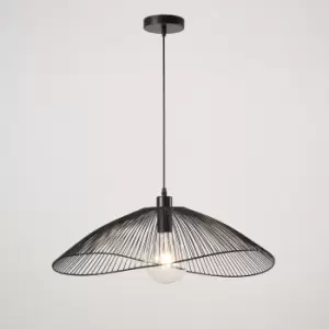 Image of Contemporary Medium Pendant Ceiling Light Decorative shade with curved metal threads