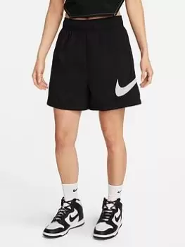 image of Nike Essential High Rise Woven Short, Black/White, Size S, Women