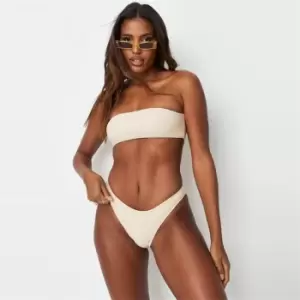 image of Missguided High Leg Boomerang Bikini Brief - Cream