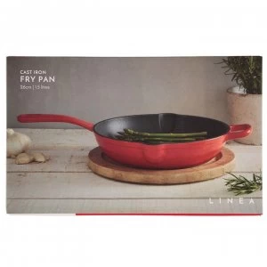 image of Linea Cast Iron Frypan, Midnight - Red