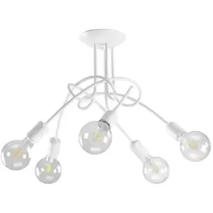 image of Onli Wire 5 Light Multi Arm Semi Flush Ceiling Lamp, White