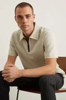 Image of Short Sleeve Premium Contrast Zip Polo