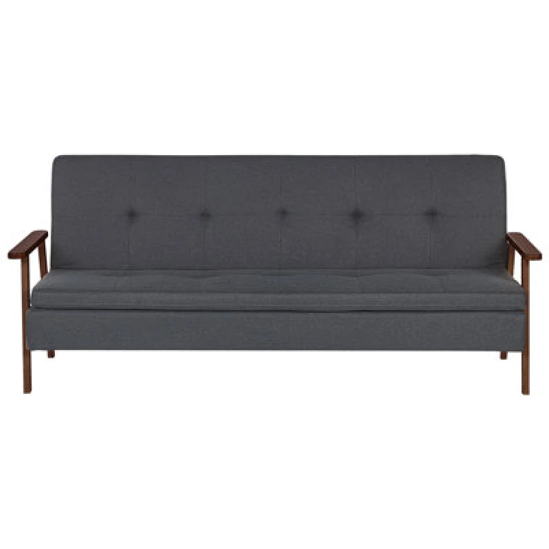 Image of Beliani Sofa Bed 3 Seater Tjorn Fabric Dark Grey