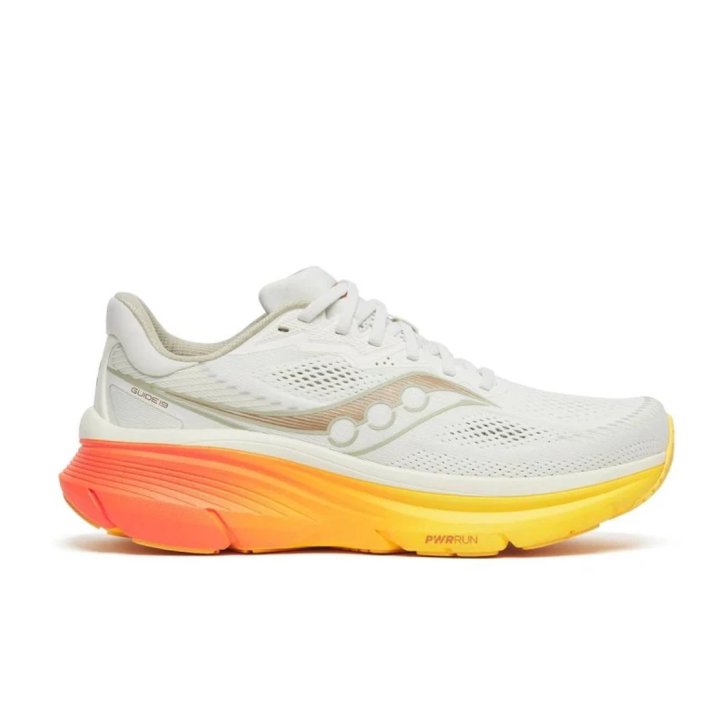Image of Saucony Guide 19 Shoes White Orange SS26, Size 41 - EUR