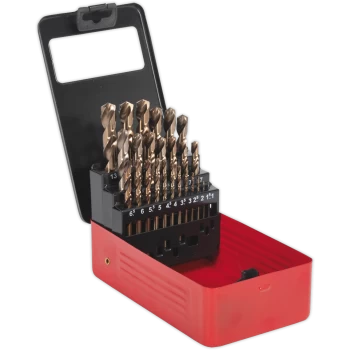 image of Sealey 25 Piece HSS-Co Drill Bit Set