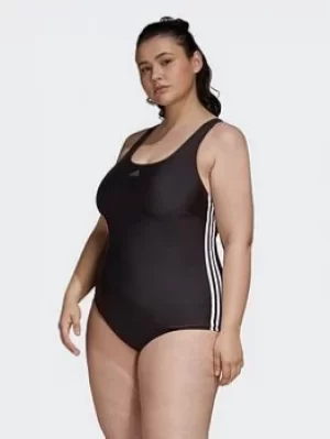 Image of adidas Classic 3-stripes Swimsuit, Navy/Turquoise, Size 2X, Women