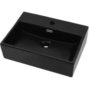 Basin with Faucet Hole Ceramic Black 51.5x38.5x15cm Vidaxl Black